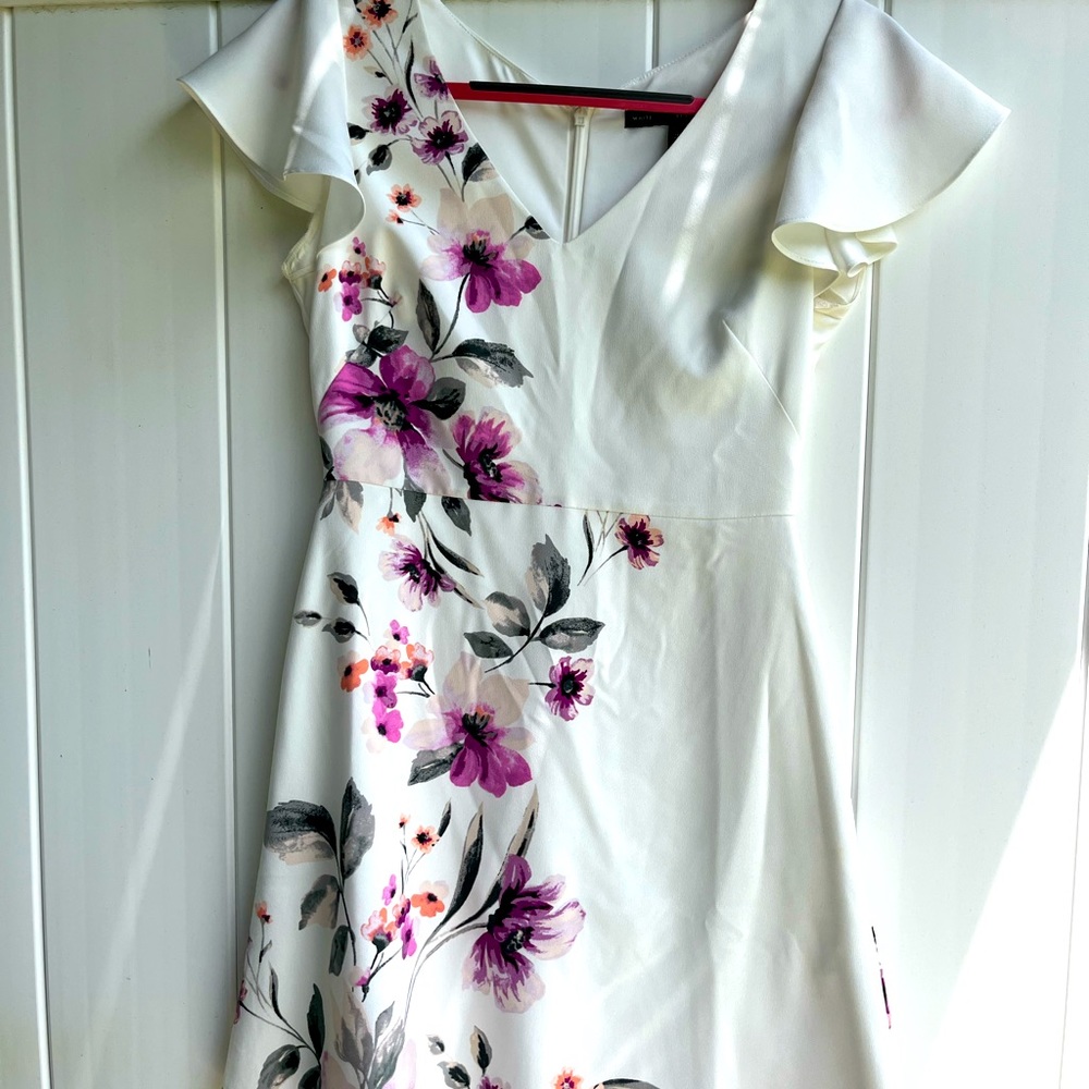 Gorgeous White with Purple Flowers Dress